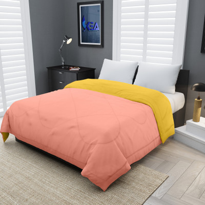 KEA Solid Double Comforter for  Heavy Winter(Microfiber, Yellow, Peach)