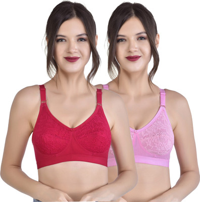 Alishan Women Minimizer Non Padded Bra(Red, Pink)