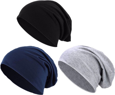 ghanim Solid Beanie Cap(Pack of 3)