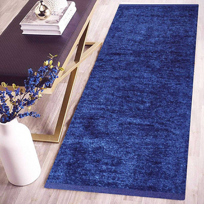 shophouse Blue Polyester Runner(2 ft,  X 5 ft, Rectangle)