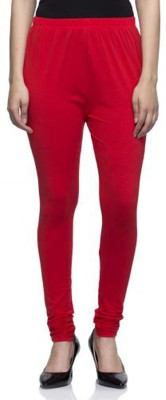 AGINOS Churidar  Ethnic Wear Legging(Red, Solid)