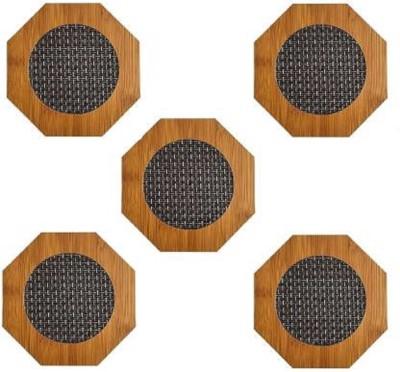 Easymart Hexagon Wood Coaster Set(Pack of 5)