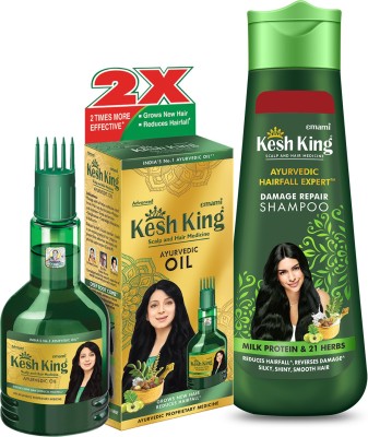 Kesh King Ayurvedic Oil 300ml + Damage Repair Shampoo 340ml(2 Items in the set)