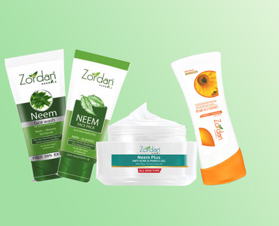 ZORDAN PIMPLE TREATMENT + NEEM FACE PACK + NEEM FACEWASH + SUNSCREEN(4 Items in the set)