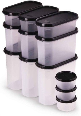 Oliveware Plastic Utility Container  - 1800 ml, 1200 ml, 600 ml, 180 ml(Pack of 12, Black)