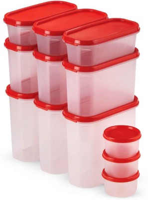 Oliveware Plastic Utility Container  - 1800 ml, 1200 ml, 600 ml, 180 ml(Pack of 12, Red)