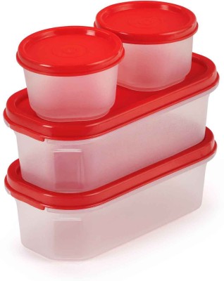 Oliveware Plastic Utility Container  - 600 ml, 180 ml(Pack of 4, Red)