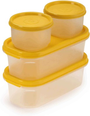 Oliveware Plastic Utility Container  - 600 ml, 180 ml(Pack of 4, Yellow)