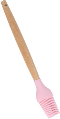 Mobfest Silicone Brush with Wooden Handle for Cake Mixer, Baking, Oiling, BBQ, Oven Tandoor Grilling Non Stick Cookware (28 cm Long) Silicone Flat Pastry Brush(Pack of 1)