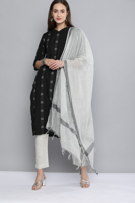 kvsfab Cotton Blend Self Design Salwar Suit Material