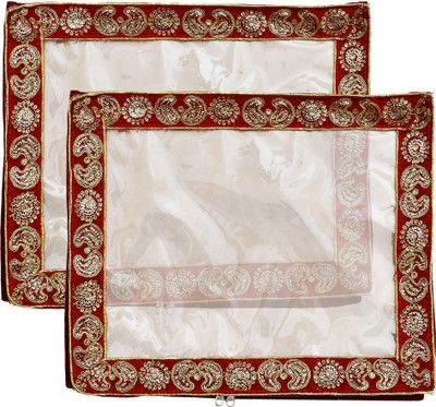 KUBER INDUSTRIES Designer Carry Design Transparent PVC Saree Cover - Pack of 2 (Maroon)-HS_38_KUBMART21560 HS_38_KUBMART021560(Maroon)