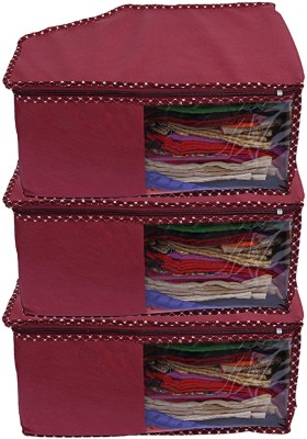 Unicrafts Blouse Cover Large Non Woven Polka Organizer Cotton Fabric Blouse Covers With a Large Transparent Window Pack of 3 Pc Maroon Blousecover_Maroon03(Maroon)