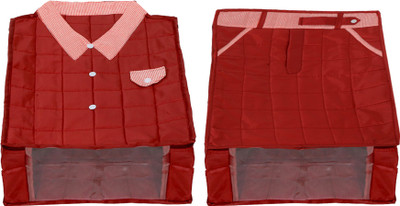 KUBER INDUSTRIES Designer Shirt & Trouser Cover Set With Tranasparent Window & Zipper Closer, Set of 2 (Maroon)-HS_38_KUBMART21204 HS_38_KUBMART021204(Maroon)
