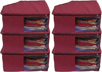 Unicrafts Blouse Covers Blouse Organizer Polka Organiser Non Woven Blouse Storage Bag With a Large Transparent Window Pack of 6 Pc Maroon Blousecover_Maroon06(Maroon)