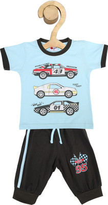 Mars Infiniti Baby Boys & Baby Girls Casual T-shirt Three Fourth Pant(Sky Blue)