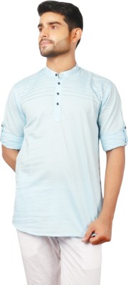 HARLEYHANS PREMIUM COLLECTION Men Solid Straight Kurta(Light Blue)