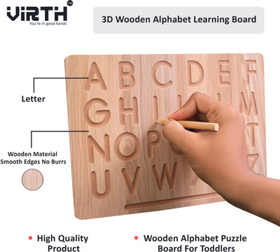 Virth Writing Practice English Alphabet Tracing Boards for Kids Learning Toys(Brown)