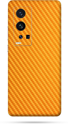 Mclaxa Golden Carbon Fibre skin Mclaxa Vivo X60 Pro Plus mobile back, Vivo X60 Pro Plus Mobile Skin(Golden Carbon Fibre Skin With Super Matte Finish)