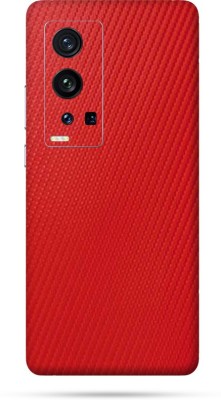 Mclaxa Red Carbon Fibre skin Mclaxa Vivo X60 Pro Plus mobile back, Vivo X60 Pro Plus Mobile Skin(Red Carbon Fibre Skin With Super Matte Finish)