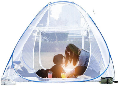 Aetrius Polyester Adults Washable Polyester Adults Foldable Mosquito Net /Machhardani - Single Bed Bed Size 200 cm (6ft) X 120 cm (4ft) X 130 cm (Sky Blue) Mosquito Net Mosquito Net(Blue, White, sky blue, Tent)
