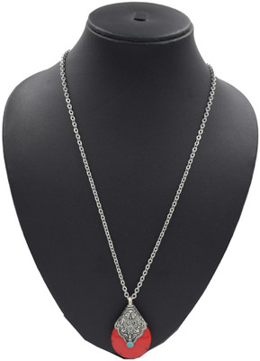 Sandhya Designer Studio Chain with Red Stone pendant Metal Chain