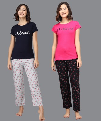 Trendy World Women Printed Multicolor Top & Pyjama Set