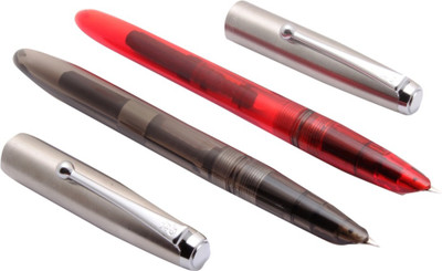 Ledos Set Of 2 - Jinhao 51 Transparent Diversity Color Stainless Steel Cap Plastic Fountain Pen Fine Nib Fountain Pen(Pack of 2, Ink Color - No )