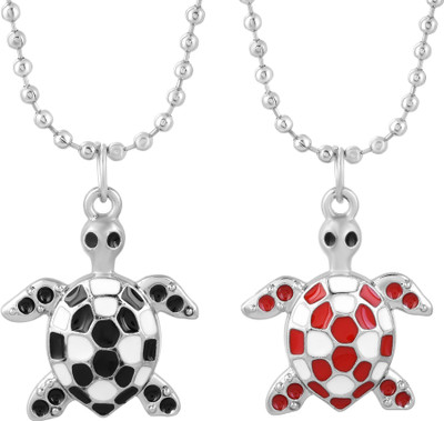 DULCI Silver Plated 2 Pcs Tortoises/Turtle Vaastu Fengshui Pendant Silver Brass Pendant Set