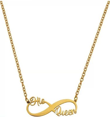 HOUSEOFTRENDZZ HIS QUEEN IN INFINITY SHAPPED GOLD PLATED STAINLESS STEEL PENDANT CHAIN FOR GIRLS & WOMENS (PACK OF 1) Gold-plated Stainless Steel Pendant