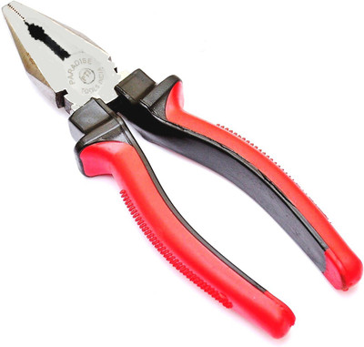 Paradise Tools India Multi Functional Professional Combination Plier with Anti Slip Handle (Red & Black) Lineman Plier(Length : 8 inch)