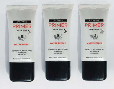 ADJD MATTE EFFECT FACE & BODY OIL FREE GEL PRIMER PACK OF 3 Primer  - 90 ml(TRANSPARENT)