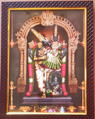 FRAMTASTIC High Glowing Fiber Laminated Golden Photo Frame | Sri Varaha Swamy with Lakshmi Devi | Small Size for Pooja Mandir Religious Frame
