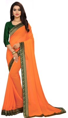 INESA Woven Bollywood Georgette, Cotton Silk Saree(Orange)