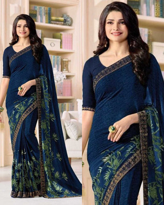 Dhandai Fashion Printed Bollywood Georgette Saree(Pack of 2, Blue)