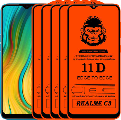 Xester Edge To Edge Tempered Glass for REALME C3(Pack of 5)