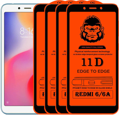 XRENGTH Edge To Edge Tempered Glass for Mi Redmi 6A(Pack of 4)