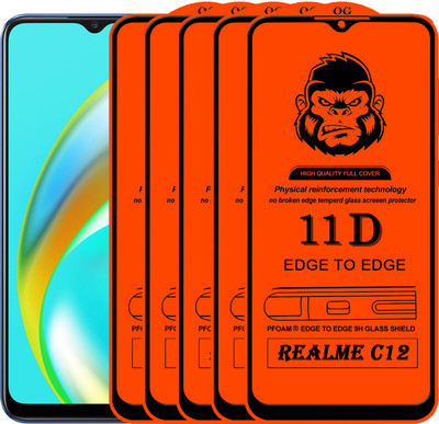 Xester Edge To Edge Tempered Glass for 4REALME C12(Pack of 5)