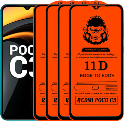 Xester Edge To Edge Tempered Glass for REDMI POCO C3(Pack of 4)