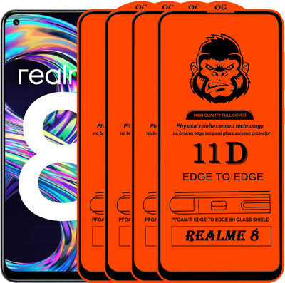 Xester Edge To Edge Tempered Glass for REALME 8(Pack of 4)