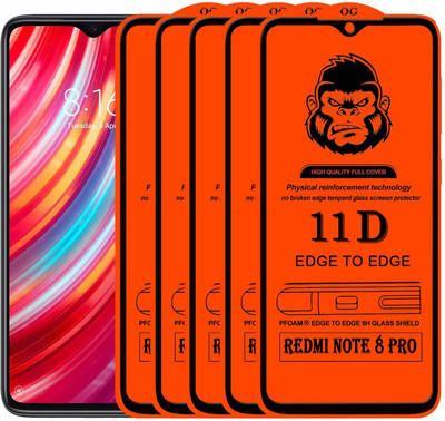 XRENGTH Edge To Edge Tempered Glass for , REDMI NOTE 8 PRO(Pack of 5)