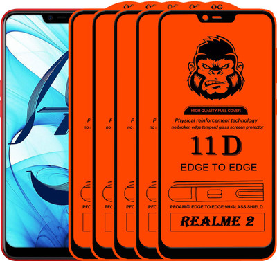 HQ Protection Edge To Edge Tempered Glass for Realme 2(Pack of 5)