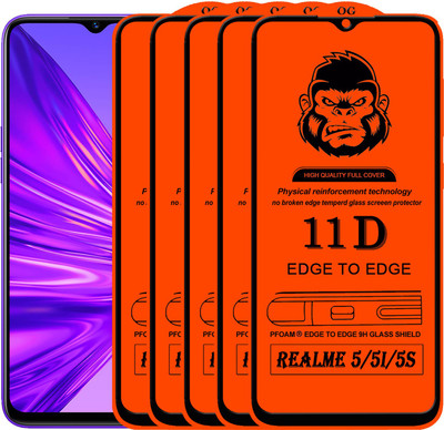 Xester Edge To Edge Tempered Glass for REALME 5(Pack of 5)