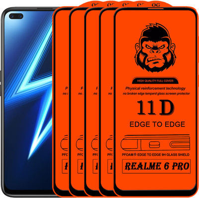Xester Edge To Edge Tempered Glass for REALME 6 PRO(Pack of 5)