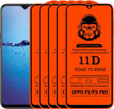 FIVE-O Edge To Edge Tempered Glass for Oppo F9(Pack of 5)