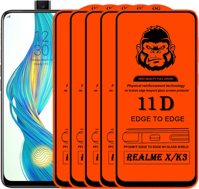 XRENGTH Edge To Edge Tempered Glass for Realme X(Pack of 5)