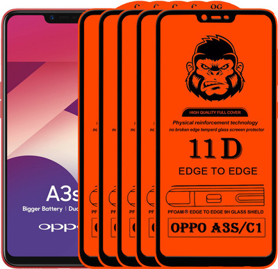 Xester Edge To Edge Tempered Glass for Oppo A3s(Pack of 5)