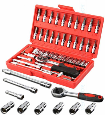 SEVENSPACE 46pcs Tool Ratchet Torque Wrench Combo Tools Kit Car Repair Set Hand Tool Kit Combination Screwdriver Set(Pack of 46)