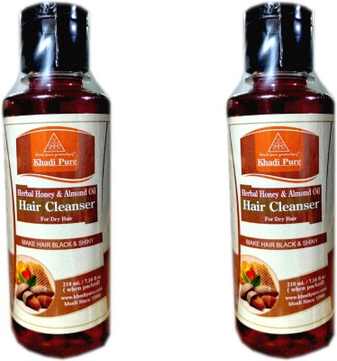 Khadi Pure Gramodyog HERBAL HONEY ALMOND OIL HAIR CLEANSER-(210x2)(PACK OF 2 Pcs)(420 ml)