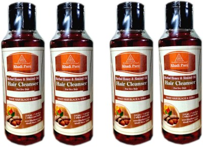 Khadi Pure Gramodyog HERBAL ALMOND OIL WITH HONEY HAIR CLEANSER(210 x4)(PACK OF 4 Pcs)(840 ml)