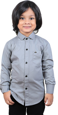SKY PEARL Boys Solid Casual Grey Shirt
